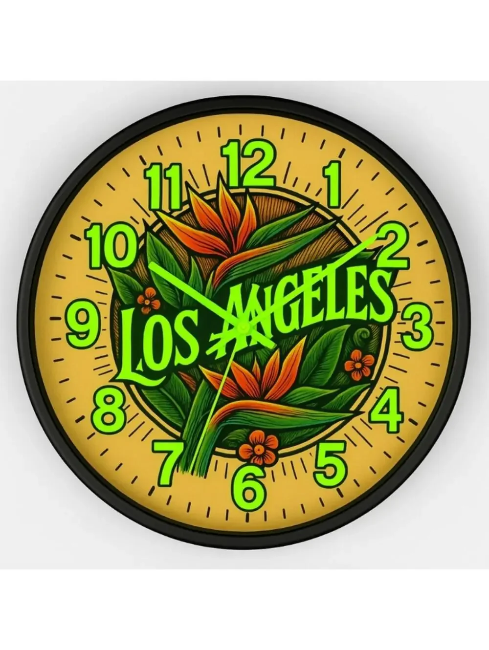 Los Angeles Glow In The Dark Wall Clock New!